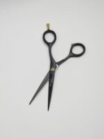 Professional Black Titanium Barber Hair Dressing Scissors - Gold Accent Tension Screw - Image 3